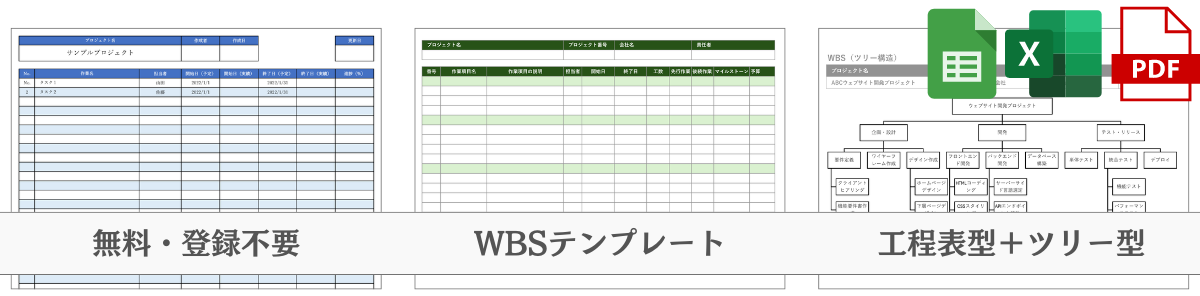 Excel・スプレッドシート形式のWBSテンプレートの一覧