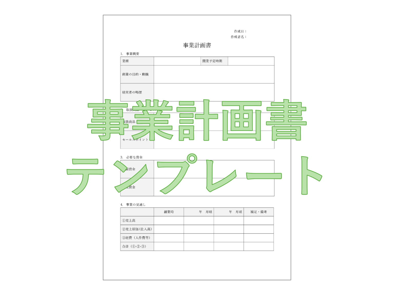 事業計画書手書き _ 事業計画書 書き方 テンプレート – FSNJO