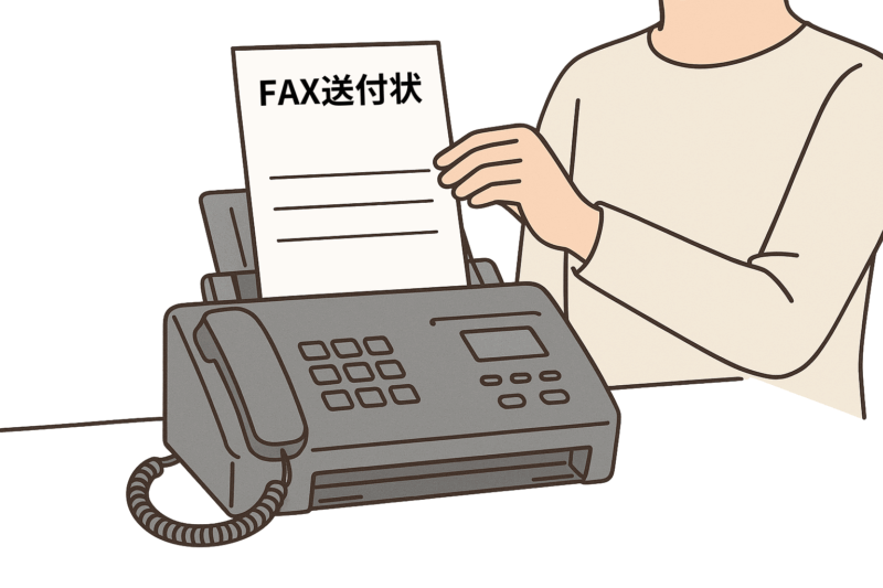 FAX送付状をFAX機にセットする人のイラスト