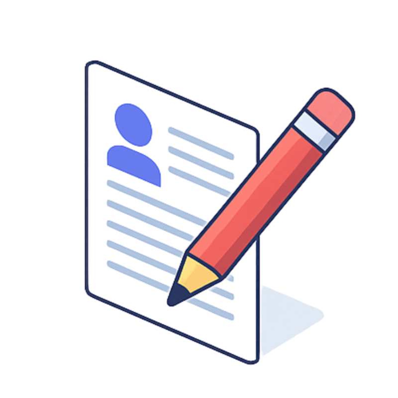 プロフィール情報を記入する書類と鉛筆のイラスト