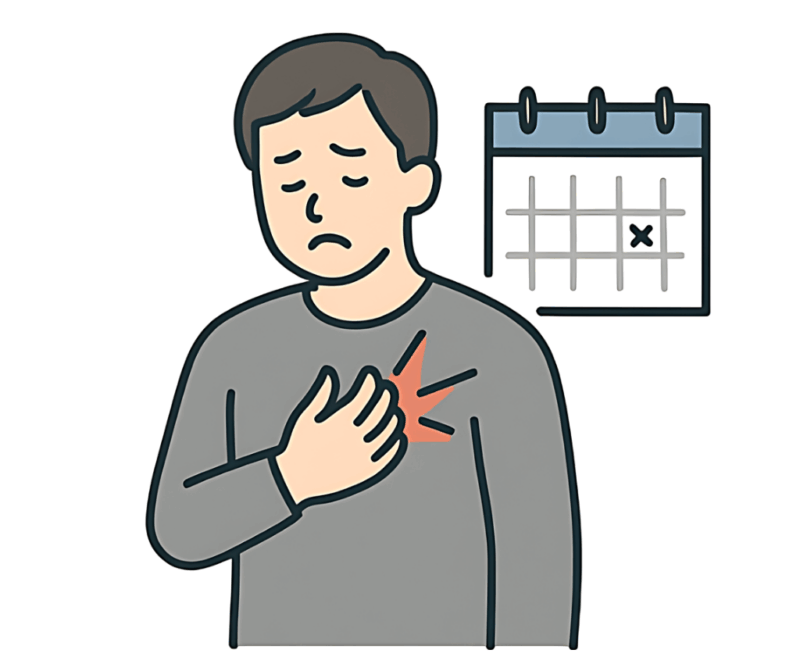 病気や体調不良を退職理由とする男性のイラスト