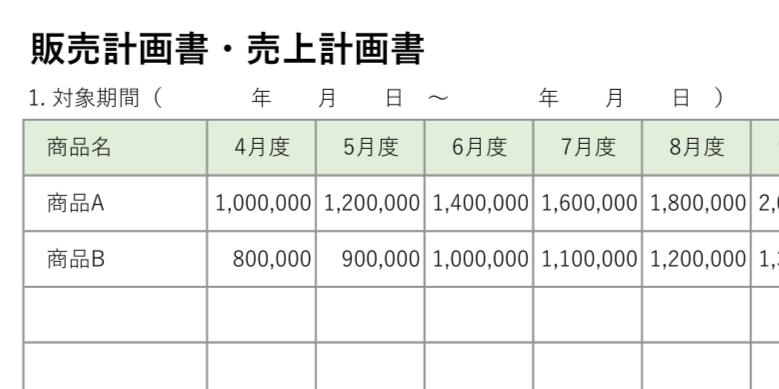 基本型販売計画書の拡大図