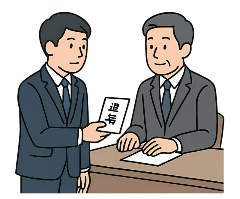 上司に退職届を手渡すビジネスマンのイラスト