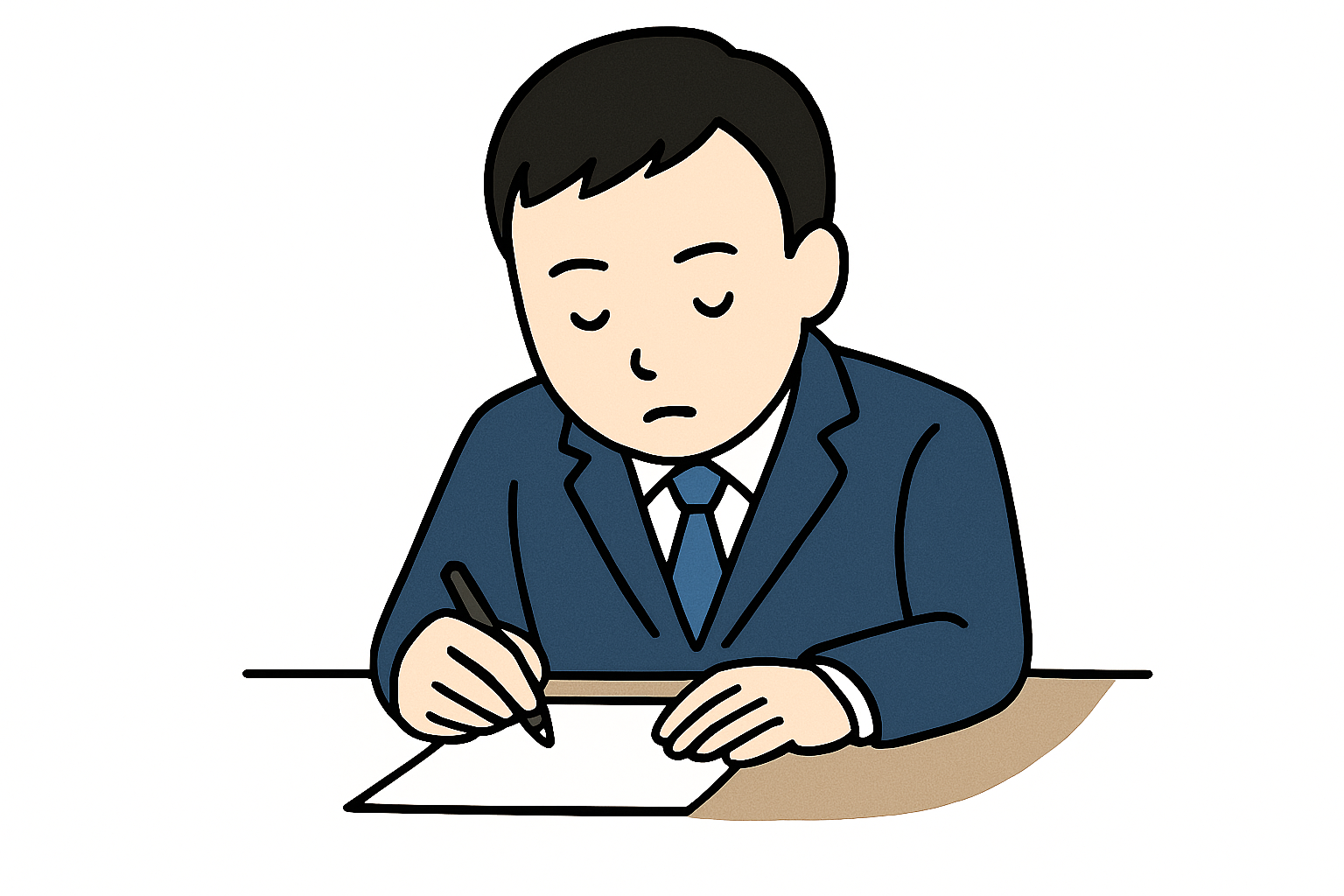 始末書を記入している男性のイラスト
